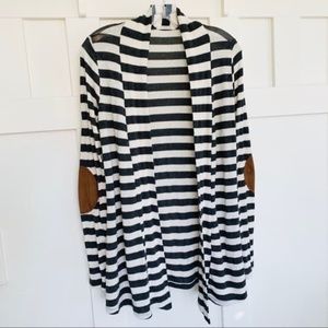 Always me striped cardigan with elbow patches